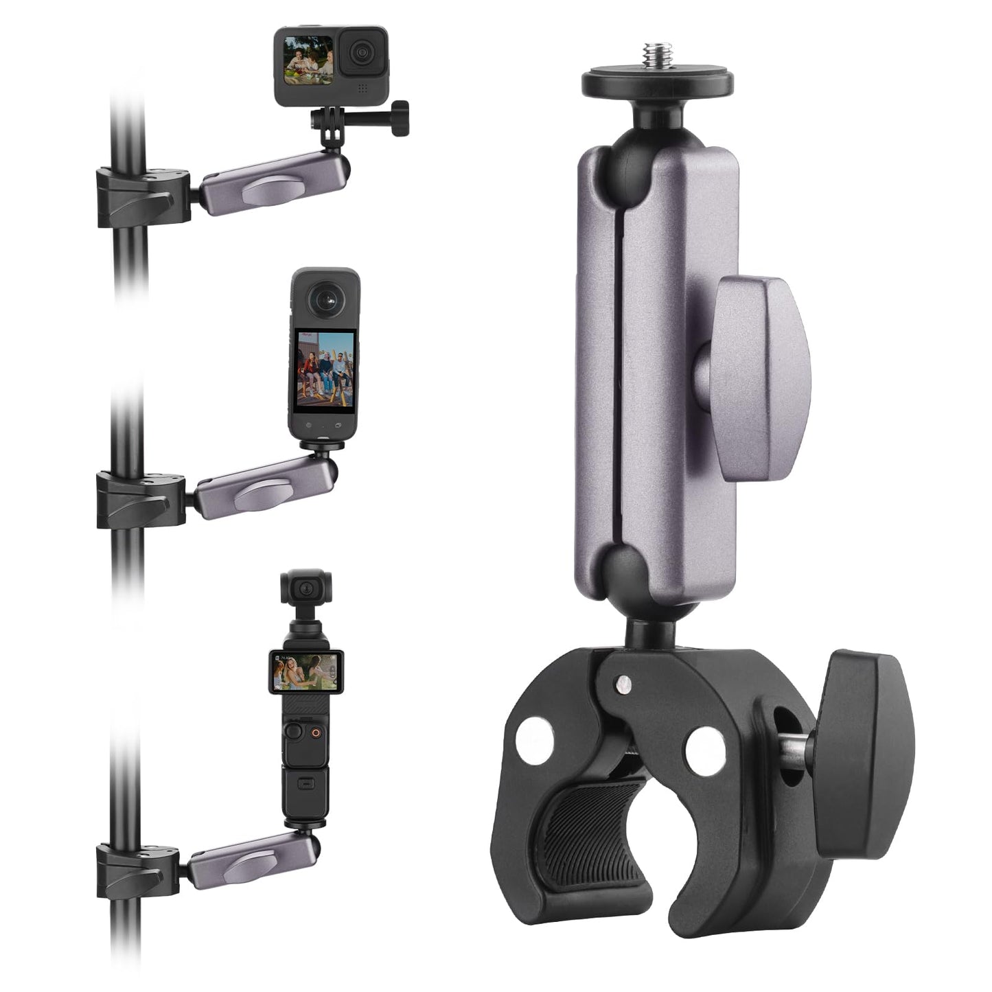 BRDRC Pocket 3 Camera Bike Mount Clamp Motorcycle Handle Holder for Insta360 X4/X3/Ace Pro/Go 3S, DJI Osmo Pocket 3/2/Mobile 6/4/Action 5/Pro 4/3,