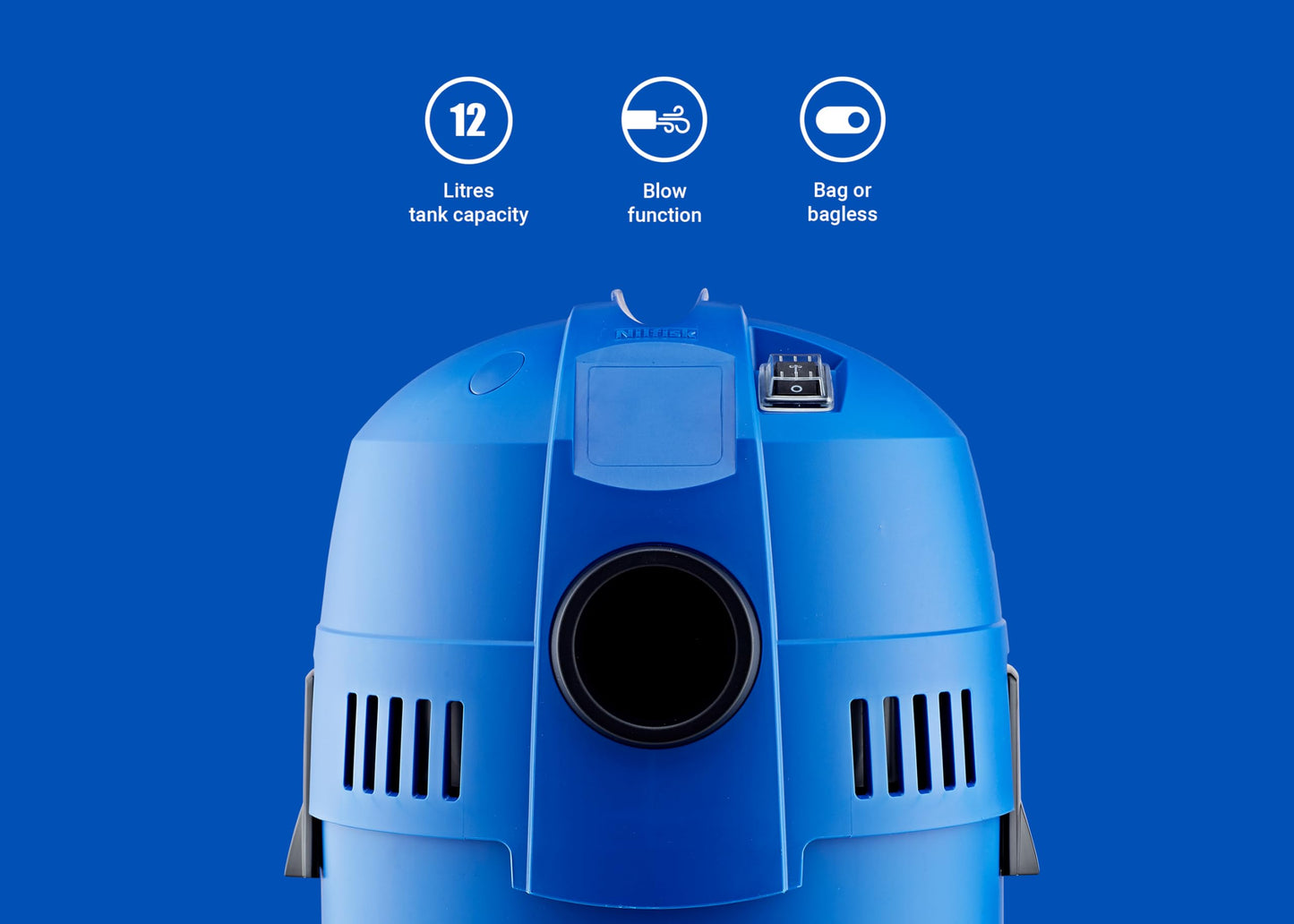 Nilfisk Buddy II 12L Wet and Dry Vacuum Cleaner - Home, Garden & Car Cleaner - Suction & Blowing Functions for Indoor & Outdoor (1200 W)