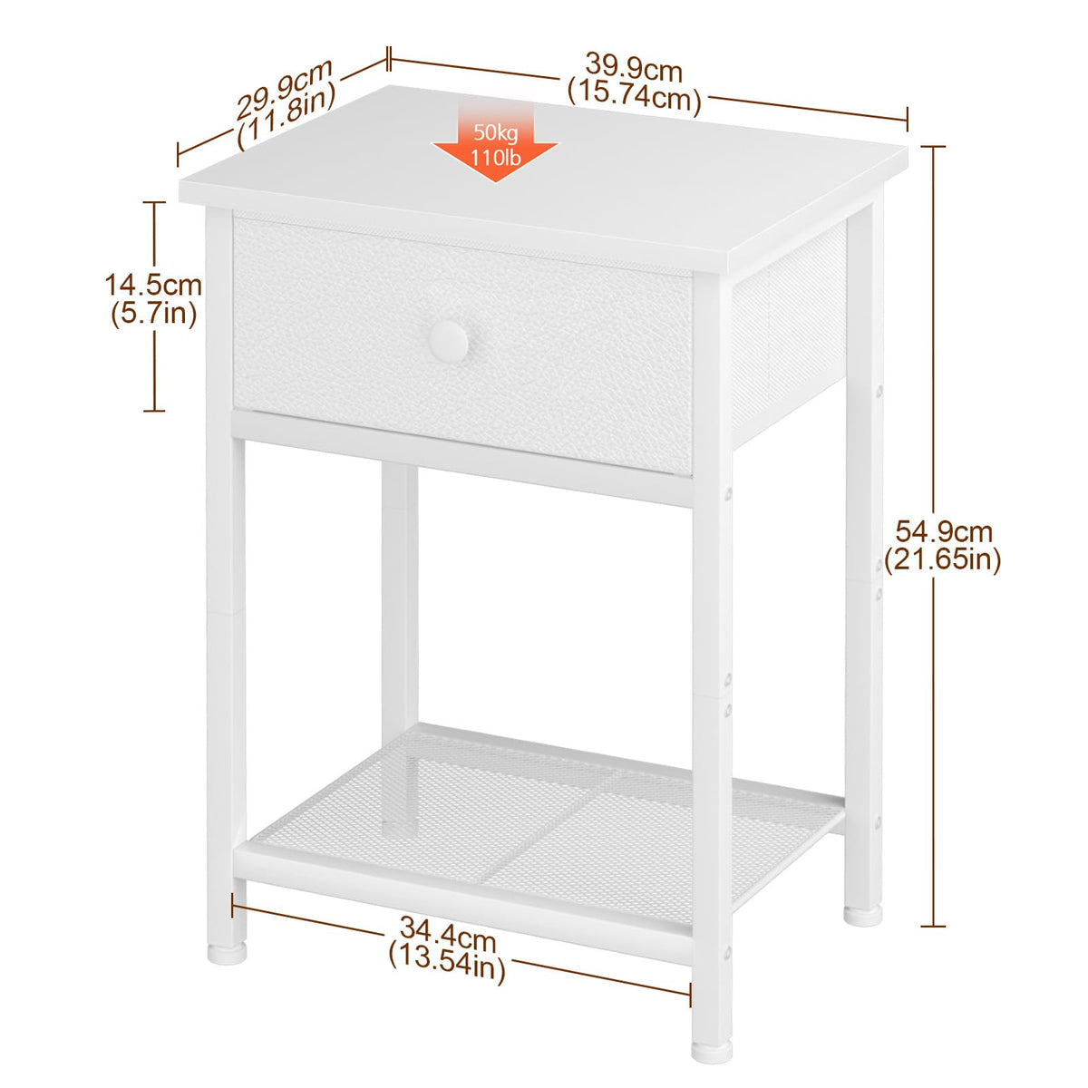 AMHANCIBLE Bedside Tables Set of 2, Side Tables with Fabric Drawers
