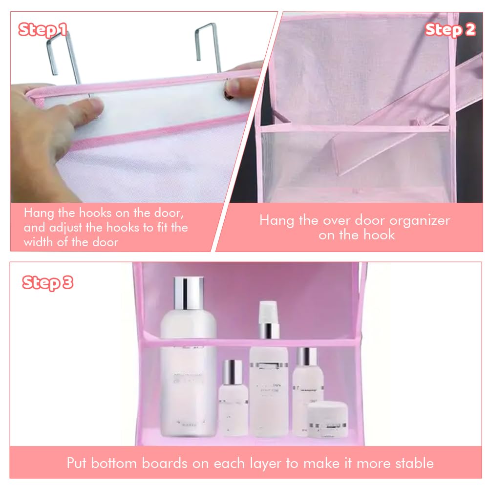 Jiakalamo Over Door Storage Hanging Organiser, 4 Clear Window Pockets Over The Door Hanging Organizer for Closet, Wardrobe, Toys, Bedroom