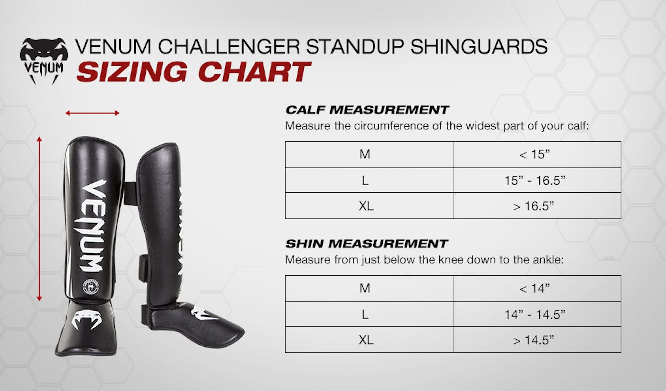 Venum Challenger Shin Guards, Black/White, X-Large