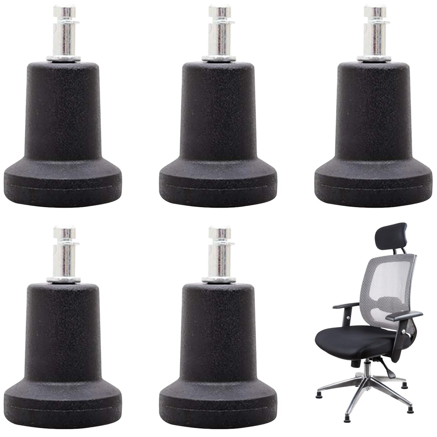 Xrten 5 Pcs Office Chair Gliders, Bell Glides Replacement Office Chair Wheels Stopper Swivel Caster, Plastic Feet Replacements for Castor