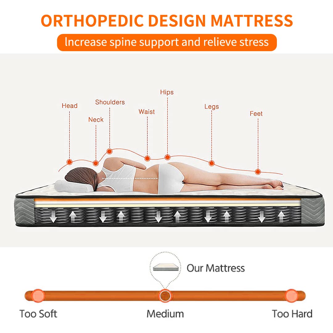Good Nite 7 Inch Small Double Mattress 4FT Spring Medium Firm with Memory Foam and 3D Breathable Quilted Knitting Fabric Fire Resistant 120 x 190cm