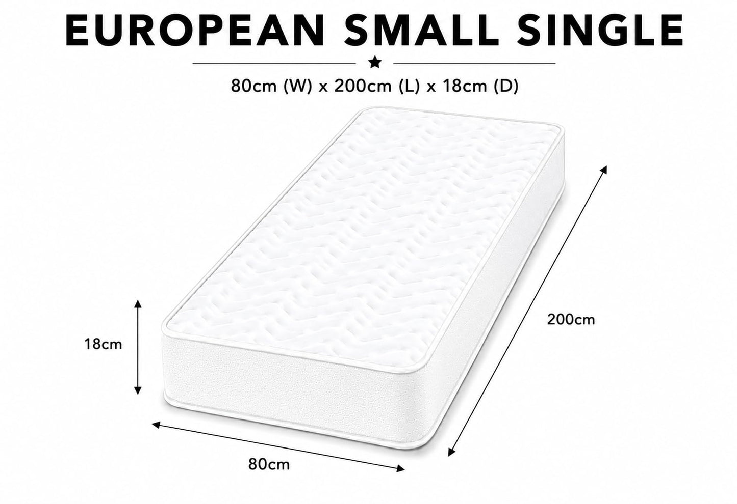 Starlight Beds White Chevron European Small Single Hybrid Mattress