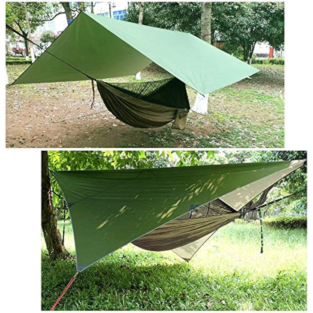 Oversized rain rope tarp and camping hammock with mosquito net, portable single double hammock with tree strap hammock set for camping, backpacking hikes, outdoor backyard