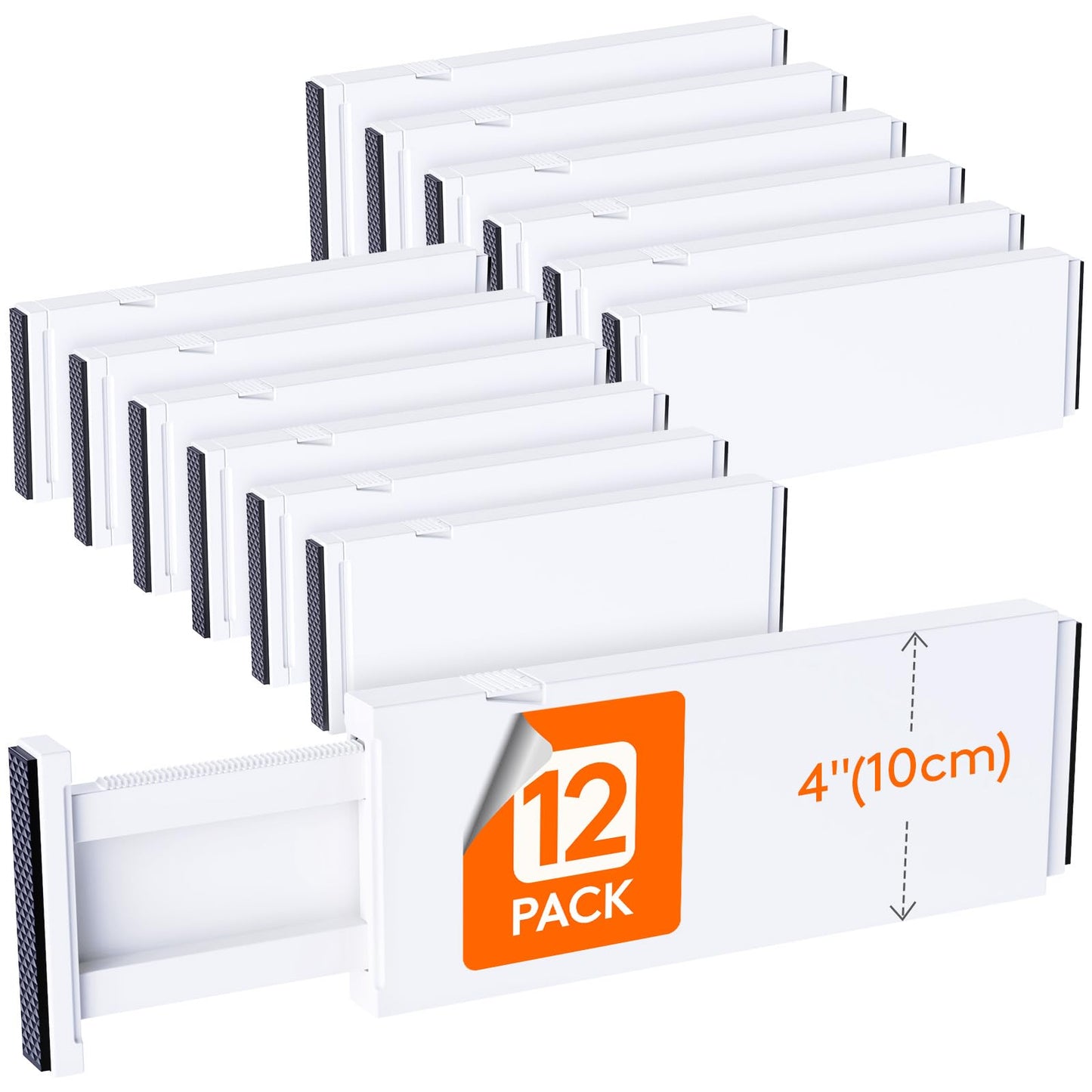 Lifewit 12 Pack Drawer Dividers Plastic 4" High, 11-17" Adjustable Drawer Organisers for Clothes, Expandable Dresser Separators in