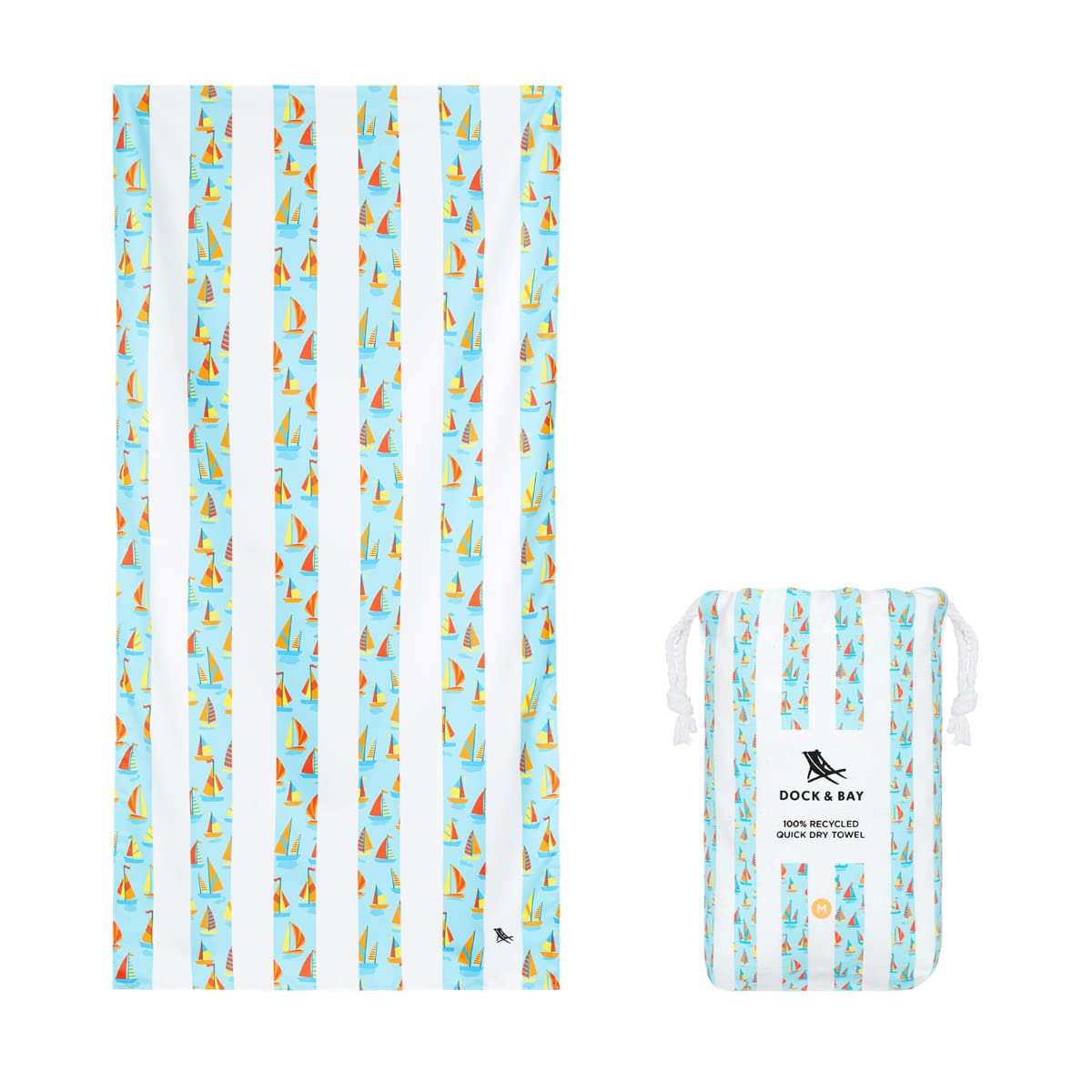 Dock & Bay Kid's Towel - For Beach Use - Quick Dry, Sand Free - Compact, Lightweight - 100% Recycled - Includes Bag - Oh Buoy, Large (160x90cm,