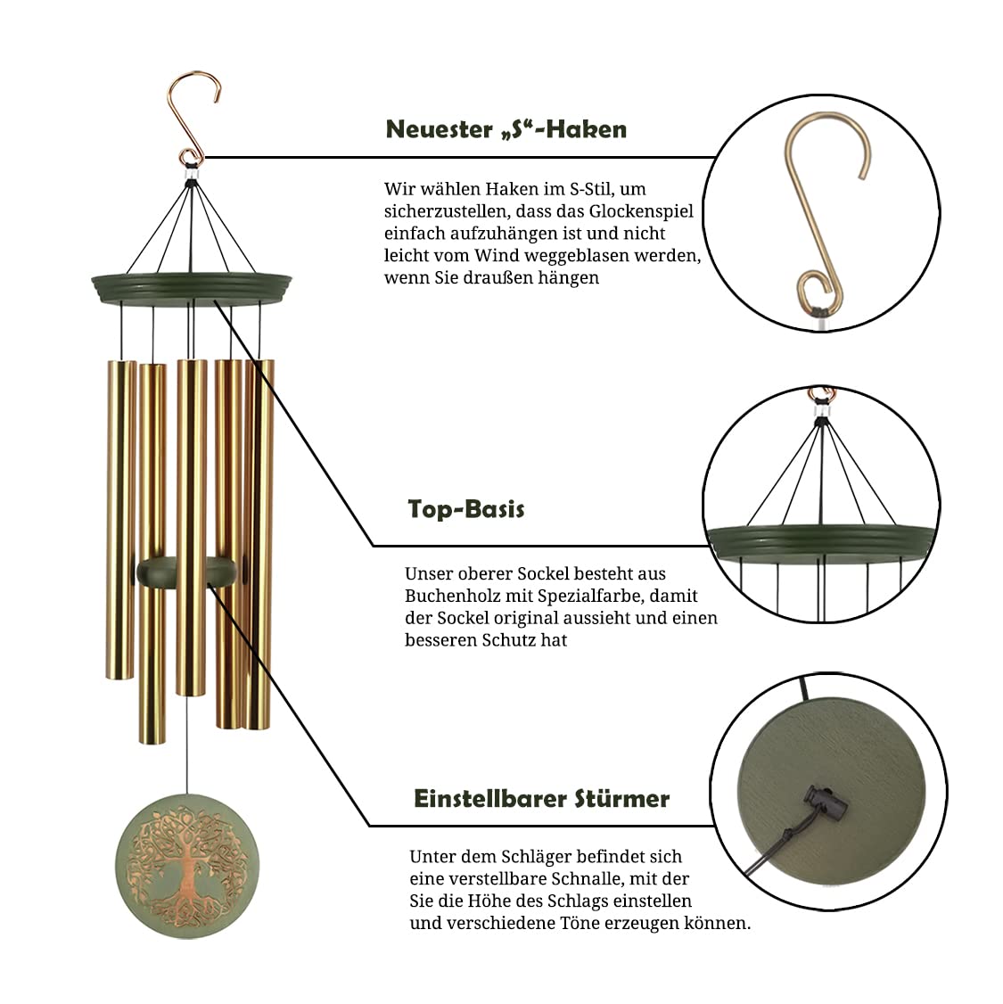 Astarin Large Memorial Wind Chimes, 36 Inches - Deep Tone for Garden, Sympathy Gift for Mother, Home Yard Decor