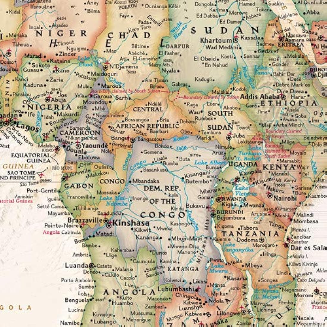 National Geographic World Executive Wall Map - Antique Style - 46 x 30.5 inches - Art Quality Print