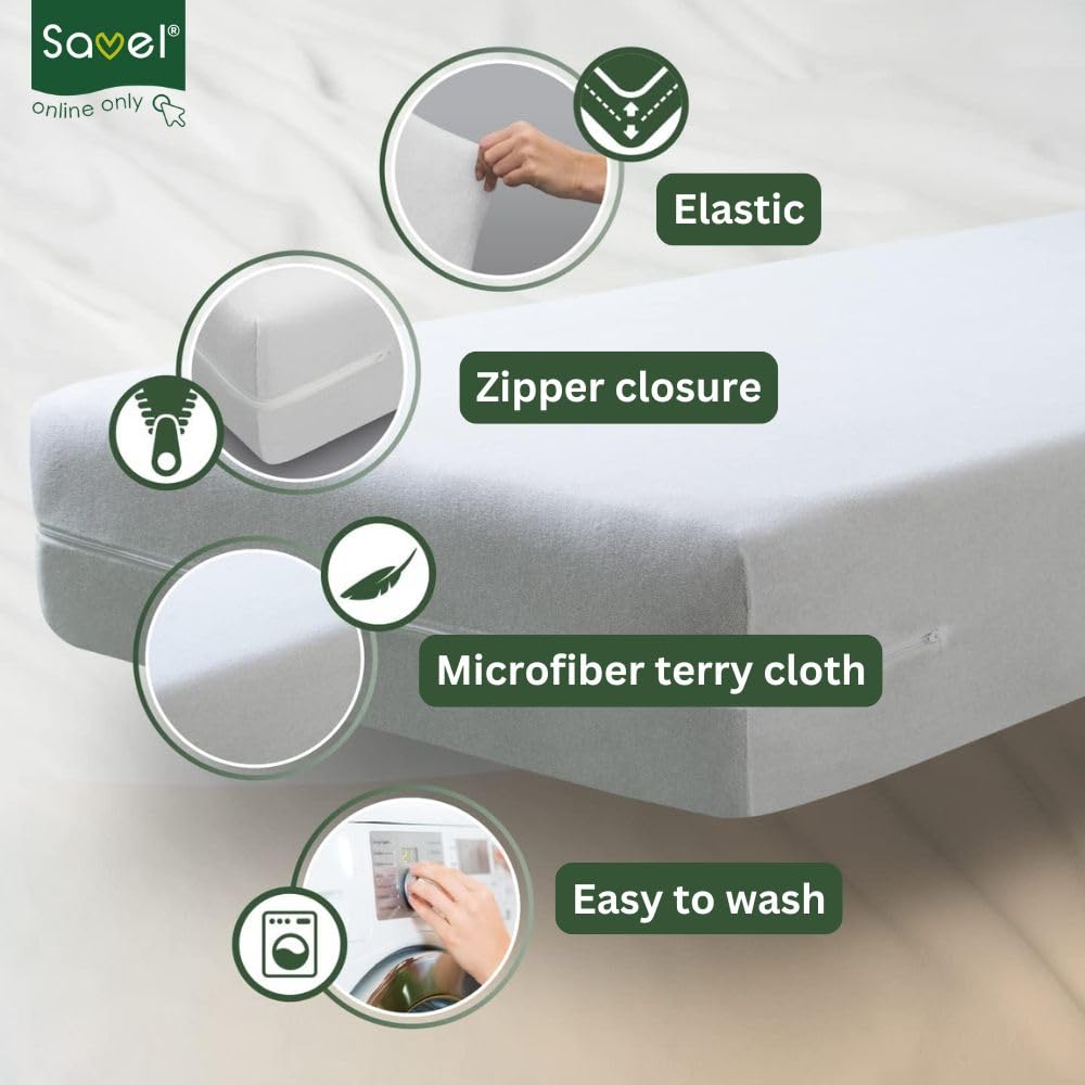 SAVEL Mattress Encasement 60x120cm Cot Size Silk Touch Zipped