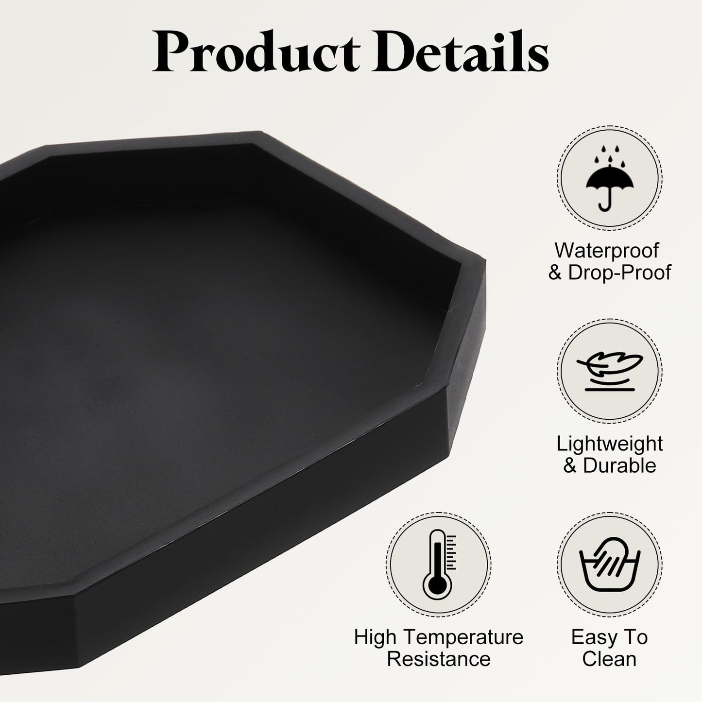 sourcing map 2Pcs Bathroom Vanity Tray, 7.9" x 6" Octagon Silicone Soap Dispenser Trays