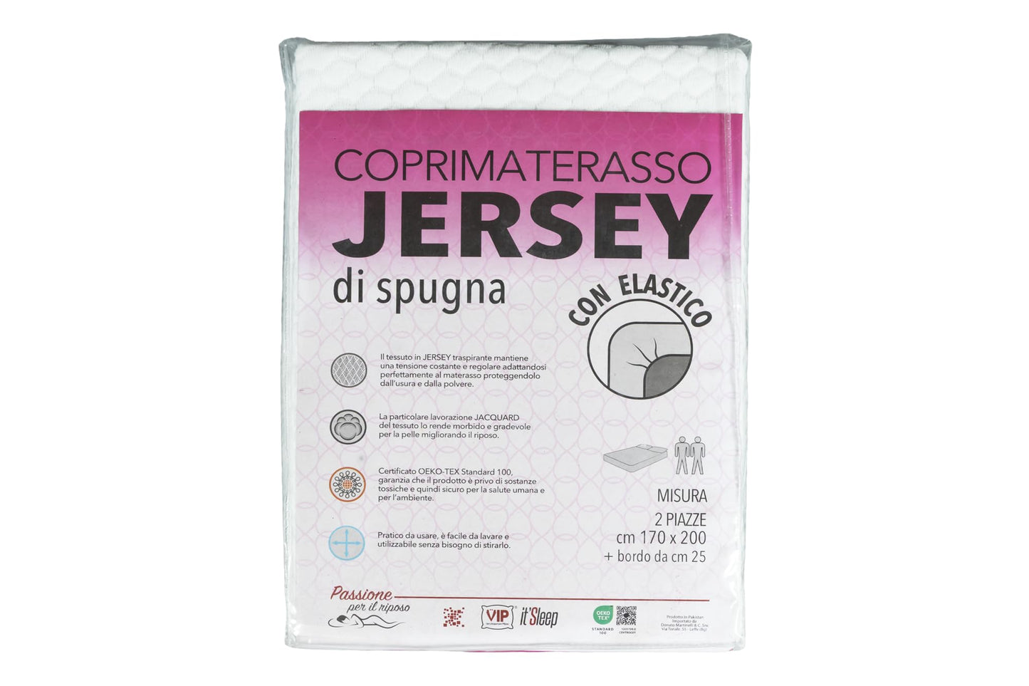 V.I.P. Very Important Pillow V.I.P. Mattress Protector Jersey Terry Cloth Elastic Breathable Mattress Protector Double 170 x 200 cm Height 25 cm