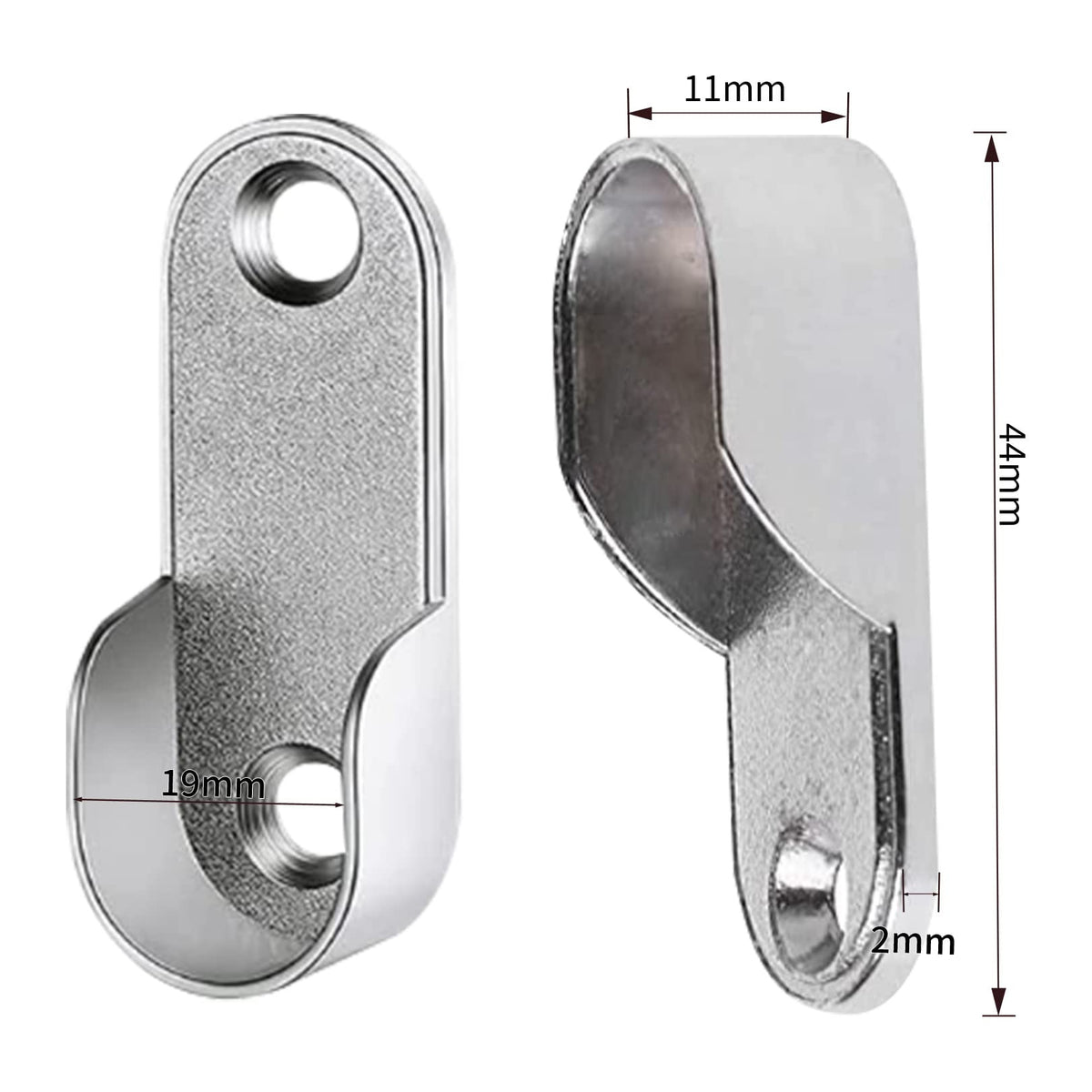 6-Piece Zinc Alloy Oval Wardrobe Hanging Rails Fittings - Easy Installation or Removal for Shower Curtain Closet Silver