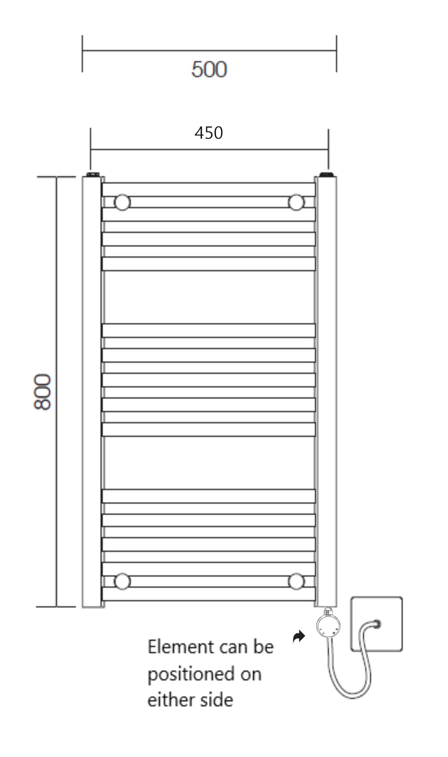 Greened House Chrome Electric WiFi Heated Towel Rail 500mm W x 800mm H