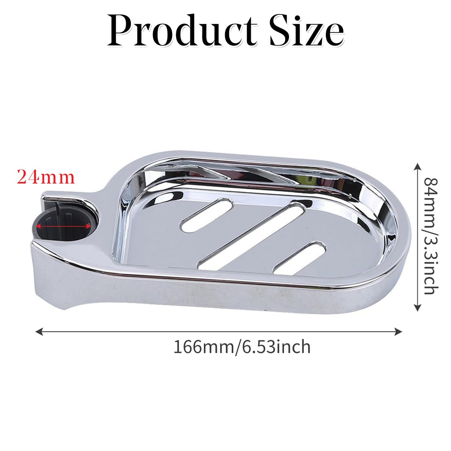 360° Swivel Clip-On Soap Dish, Non-Slip Tray for 24mm Shower Poles, Silver
