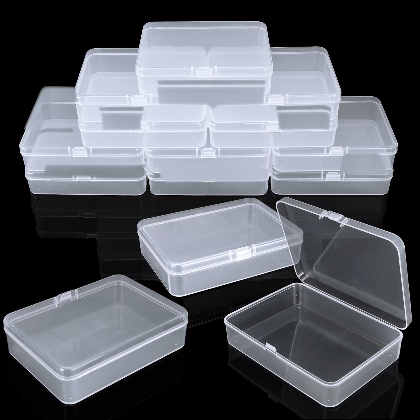 SENENQU 24 Pack Small Clear Plastic Storage Containers Box with Lid, Mini Rectangular Storage Box