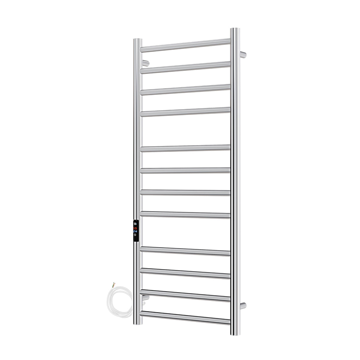 AQUAWORLD Wall-Mounted Heated Towel Rail – 304 Stainless Steel Electric Towel Warmer with Built-in Timer, Hardwired Bathroom Towel Heater