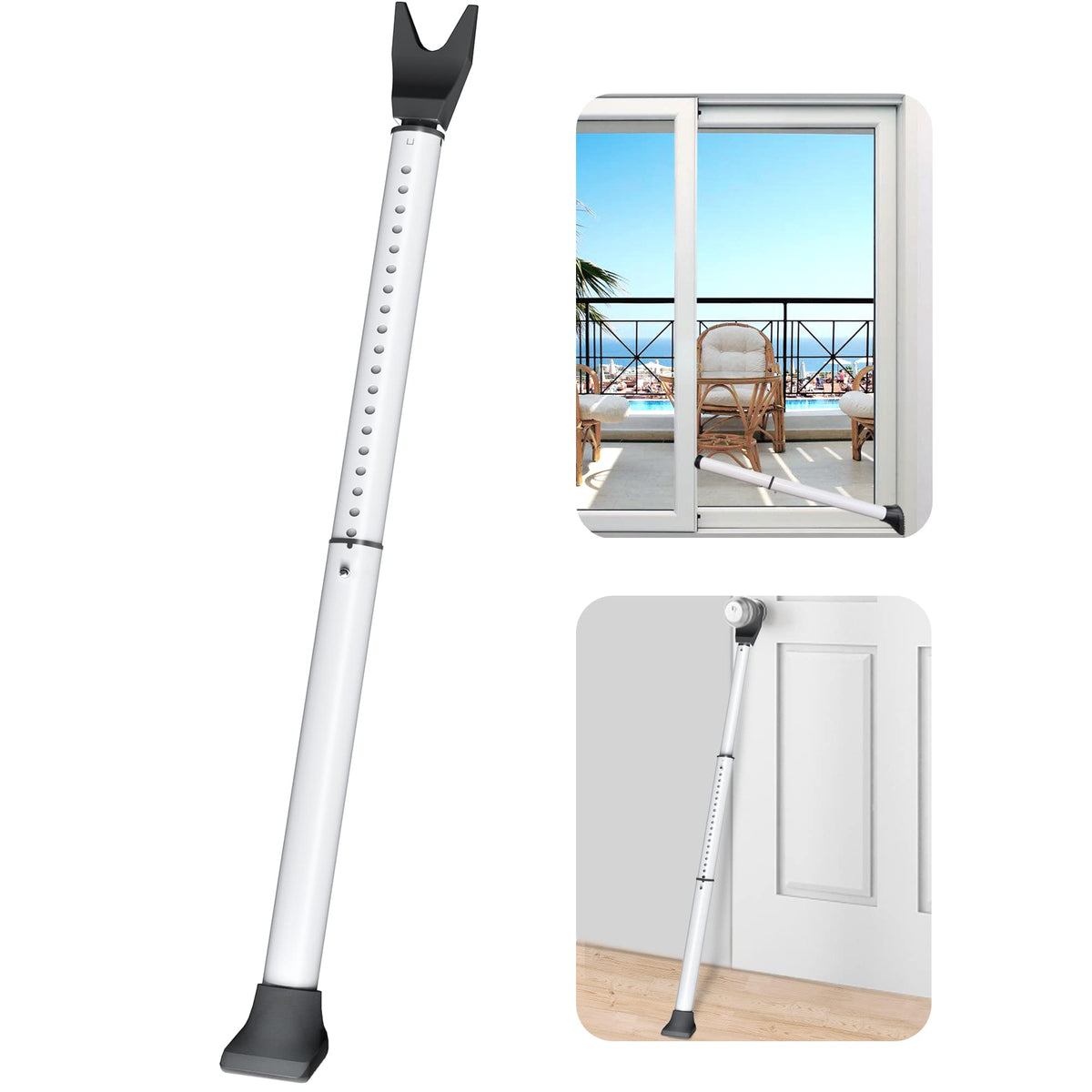 AceMining Upgraded Door Security Bar & Sliding Patio Door Security Bar, Heavy Duty Security Door Stoppers Adjustable Door Jammer Security Bar for
