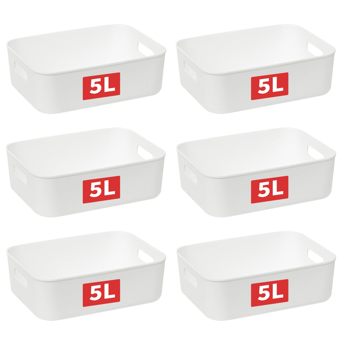 Cetomo 5L*6 Storage Basket, Plastic Open Storage Box, Containers for Shelves, Organizers with Handles for Office, Countertops, Cabinets, PP, BPA Free