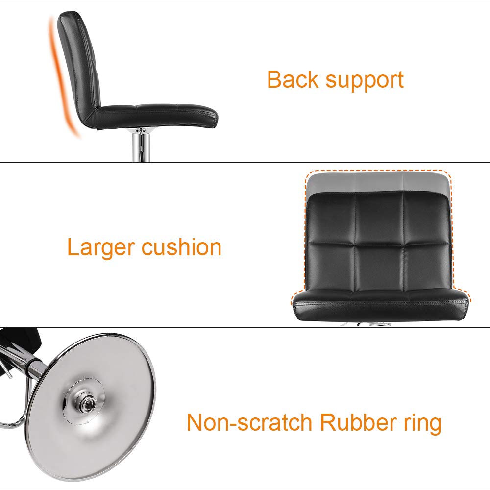 bigzzia Barstool, Bar Stools Set of 2 PU Leather Swivel Height Adjustable Bar Chairs With Backrest For Breakfast Bar, Counter, Kitchen and Home