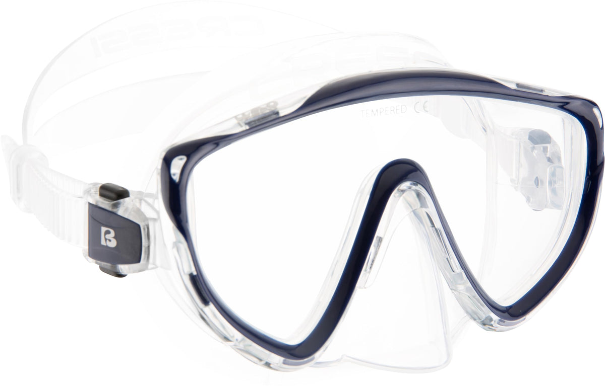 CRESSI Tino & Scilla Clear/Blue Navy - Adult Combo Set Tino Snorkeling Mask and Snorkel Scilla, Clear/Blue Navy, One Size