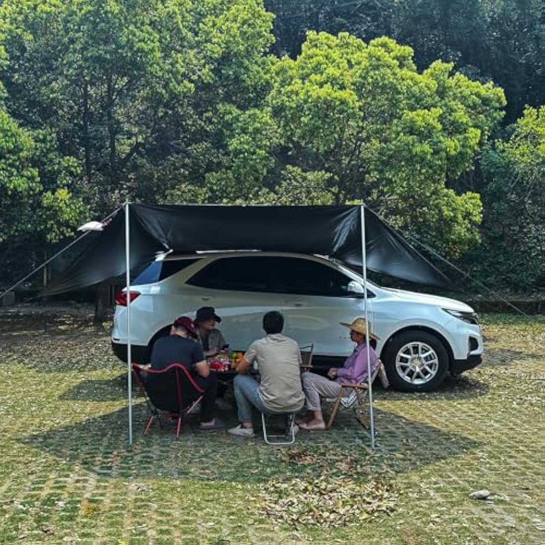 Car Awning Camping SUV Sun Shelter Waterproof Universal Tent Canopy Anti-UV for Van Campervan Caravan Truck Vehicle (Black)