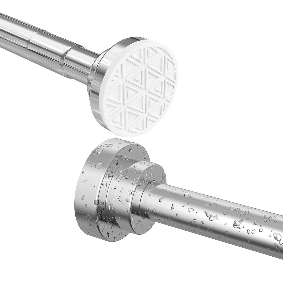 Extendable Shower Curtain Pole 50-133CM(19"-52") Stainless Steel No Drill Curtain Pole,Kongming Door Shower Curtain Rail Tension Rod,Non-Slip,Never