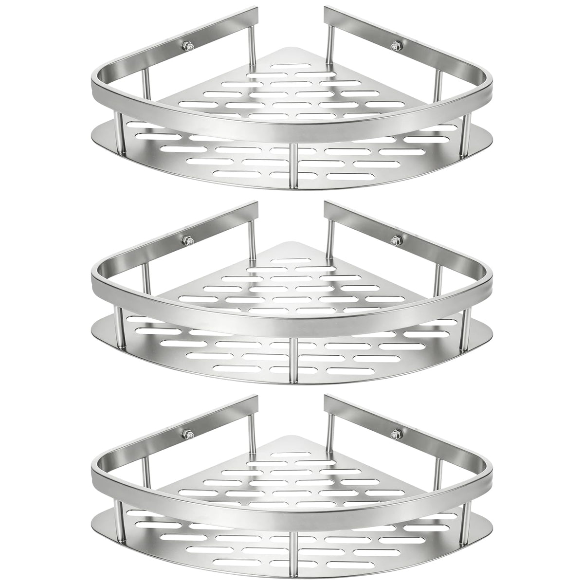 Suimlmta 3 Tier Corner Shower Caddy, No Drill Shower Shelf Organiser Wall Mounted Bathroom Shelves Storage Rack Fit for Showers Toilet Dorm Kitchen