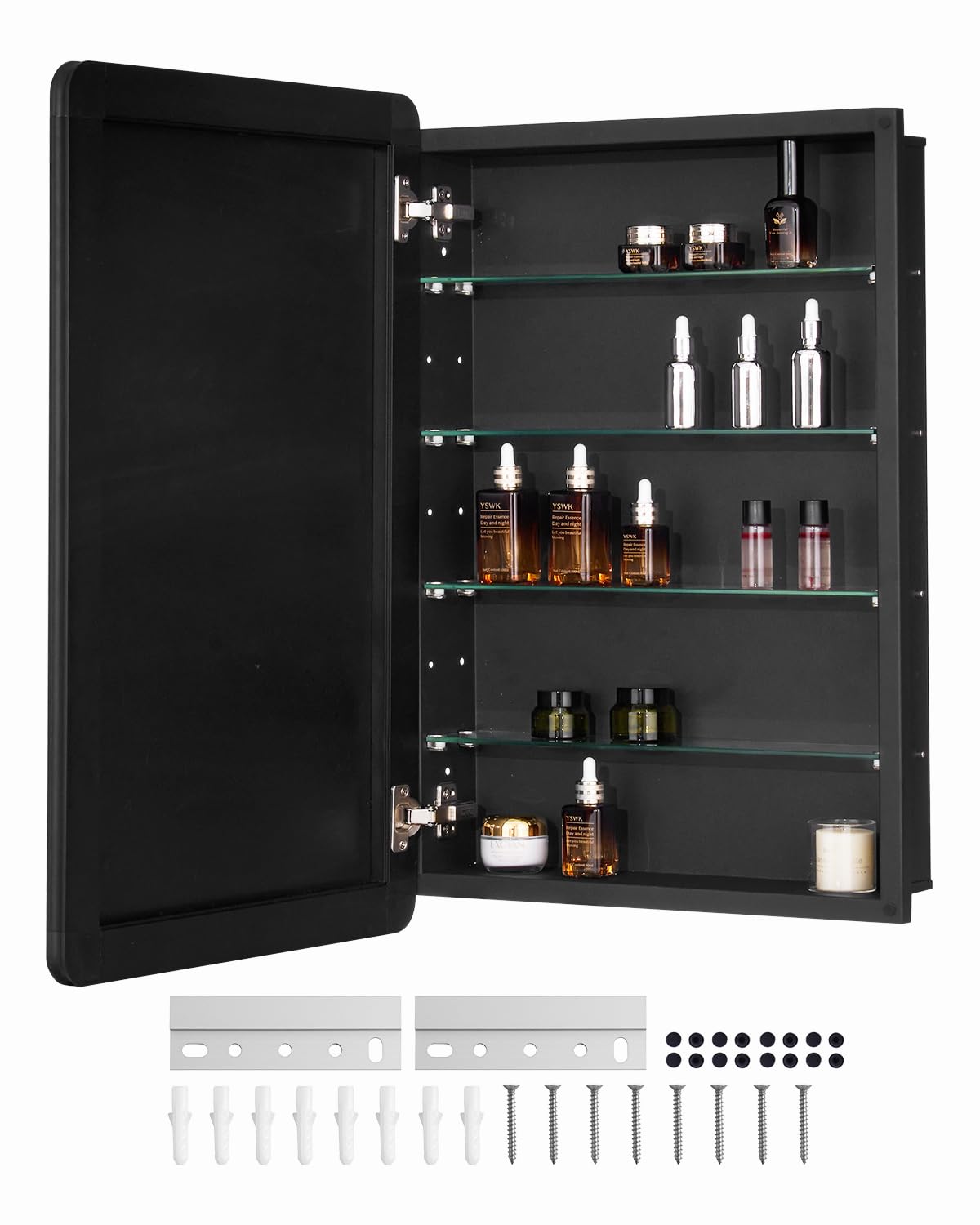 VEVOR Medicine Cabinet, 20 x 30 inch, Medicine Cabinet for Bathroom with Mirror, Aluminum Frame Bathroom Wall Cabinet, 4-layer Adjustable Shelves,