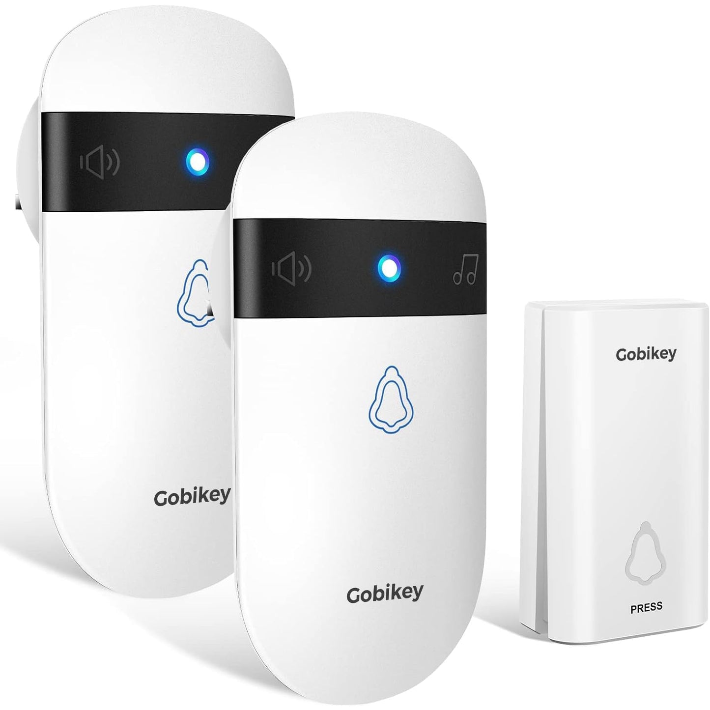 Wireless Doorbell,Self-Powered No Battery Door Bell, IP55 Waterproof Cordless Plug-in Doorbell Kit 2 Receivers, 52 Loud Chimes & 5 Level Volume