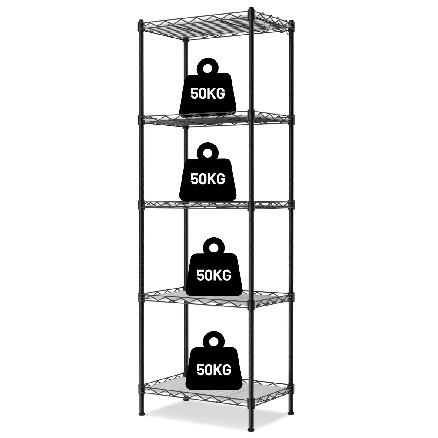 WORKPRO 5-Tier Shelving Unit | Height Adjustable Metal Shelving Unit with Leveling Feet | Shelving Units for Storage - 250KG Max-Weight | For Kitchen