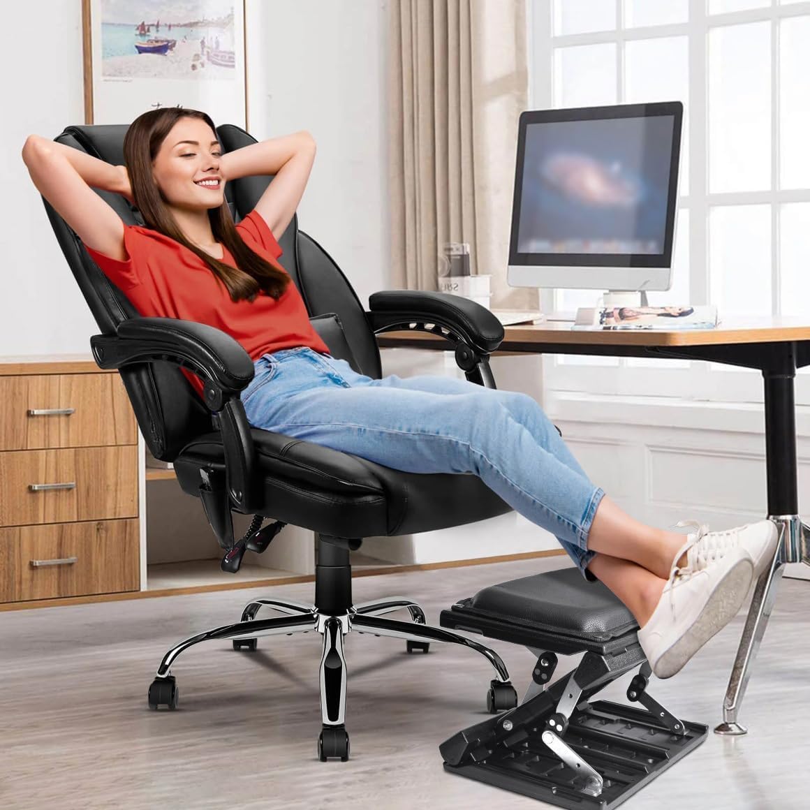 Foot Rest Under Desk Infinite Adjustable, for Office Home Gaming, Foldable