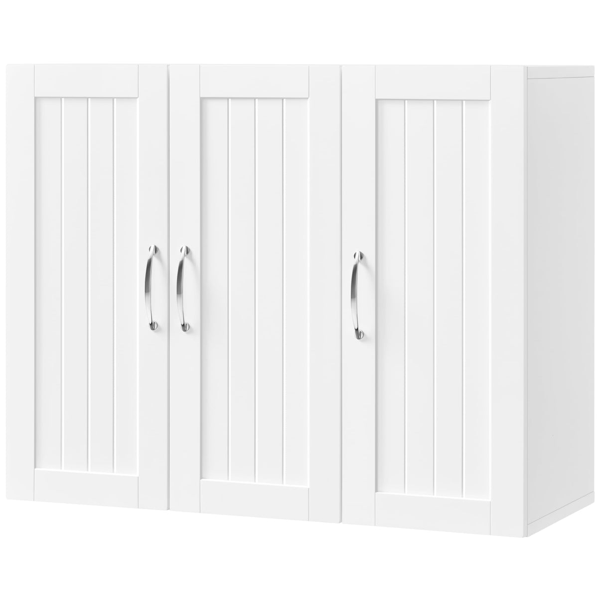 Yaheetech Bathroom Wall Cabinet with 3 Doors, Wall-Mounted Storage Cupboard with Adjustable Shelf, Medicine Storage Cabinet for Kitchen, Living Room