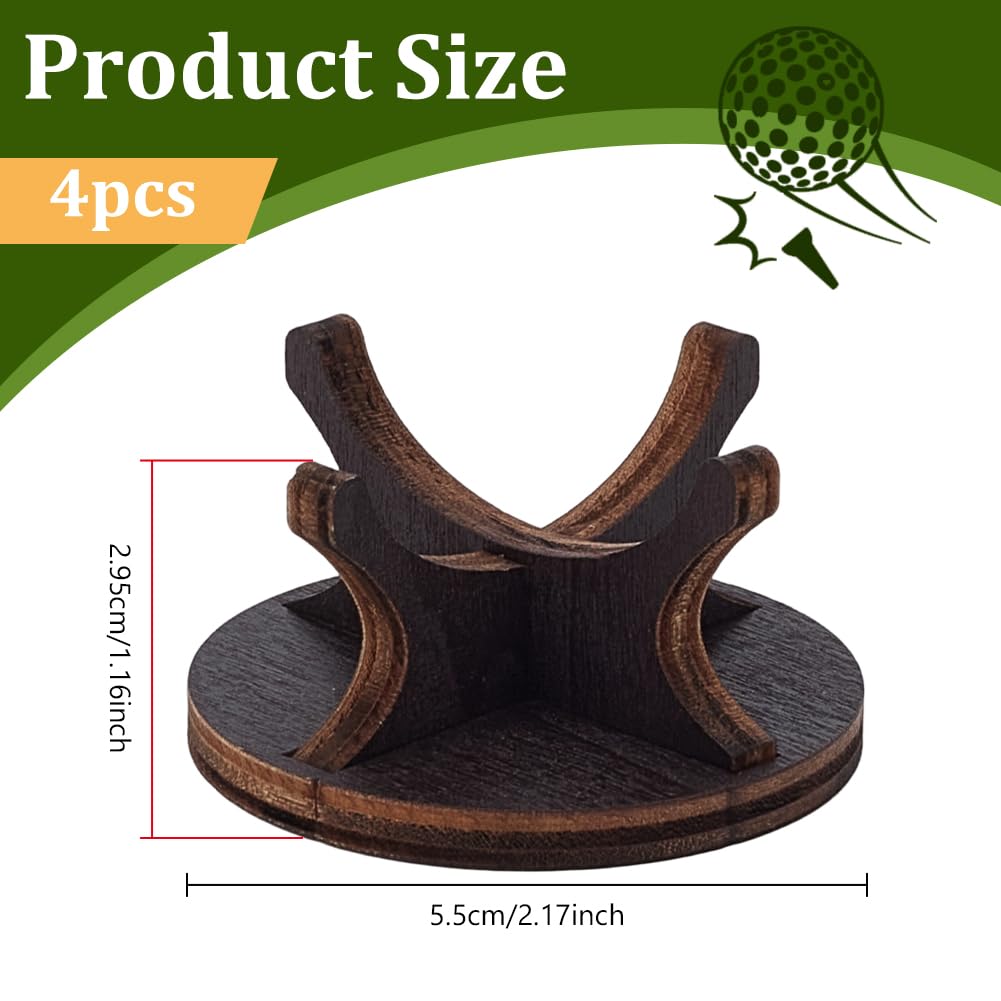 NBEADS 4 Pcs Wooden Golf Display Stands, 5.5x2.95cm Coconut Brown Ball Display Holder Versatile Display Holder Set for Golf Balls Baseballs Sportss