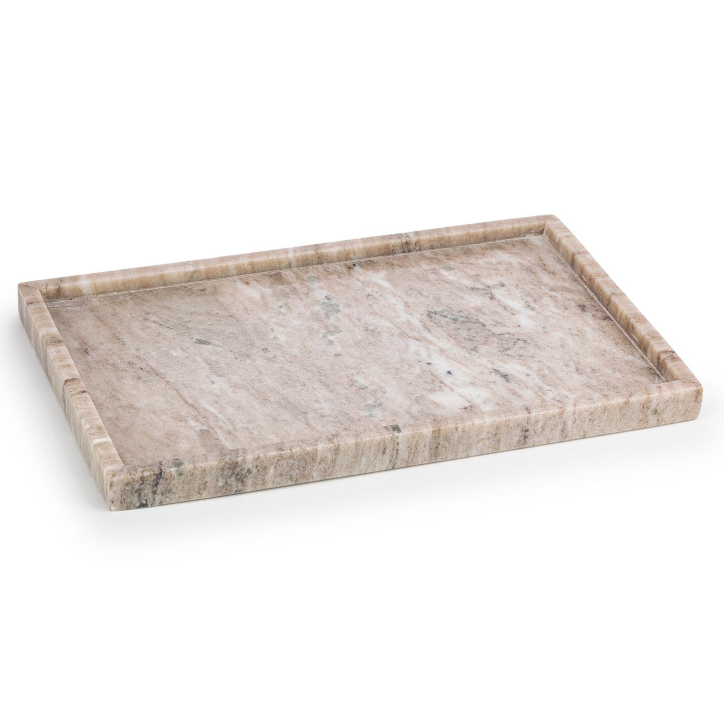 EHC Natural Marble Bathroom Vanity Tray - Rectangular, 31x20x2 cm, Decorative Countertop Sink Storage Organiser for Cosmetic, Perfume, Home Decor