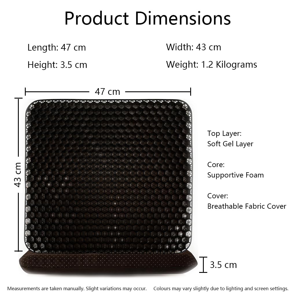 Croerw Large Extra Thick Gel Seat Cushion – Cooling Honeycomb Gel Pad for Sitting Comfort & Pressure Distribution, Support for Office Chair, Car