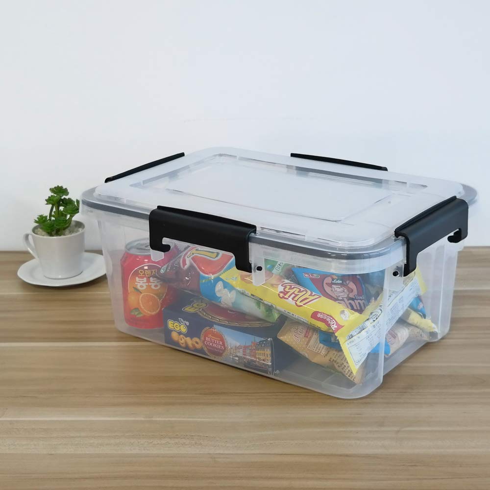 Yarebest 10 Liter Plastic Storage Box with Latch Clips/Seal Circle, 2 Pack