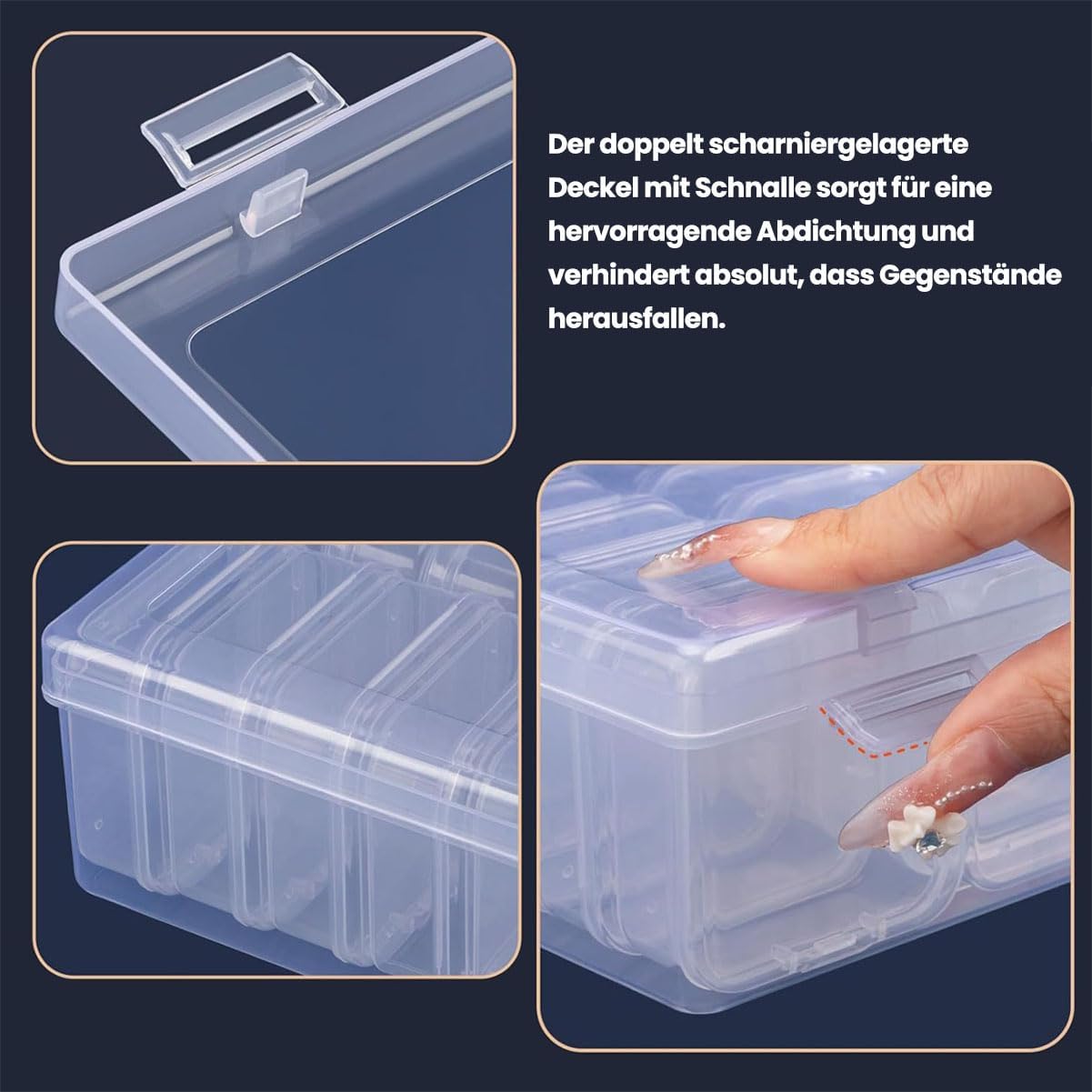LEMIKKLE 2 PCS Craft Box Organiser - 32 PCS Small Plastic Boxes with Hinged Lid for Diamond Art Storage, Toys, Arts, Crafts, Beads, Small Parts