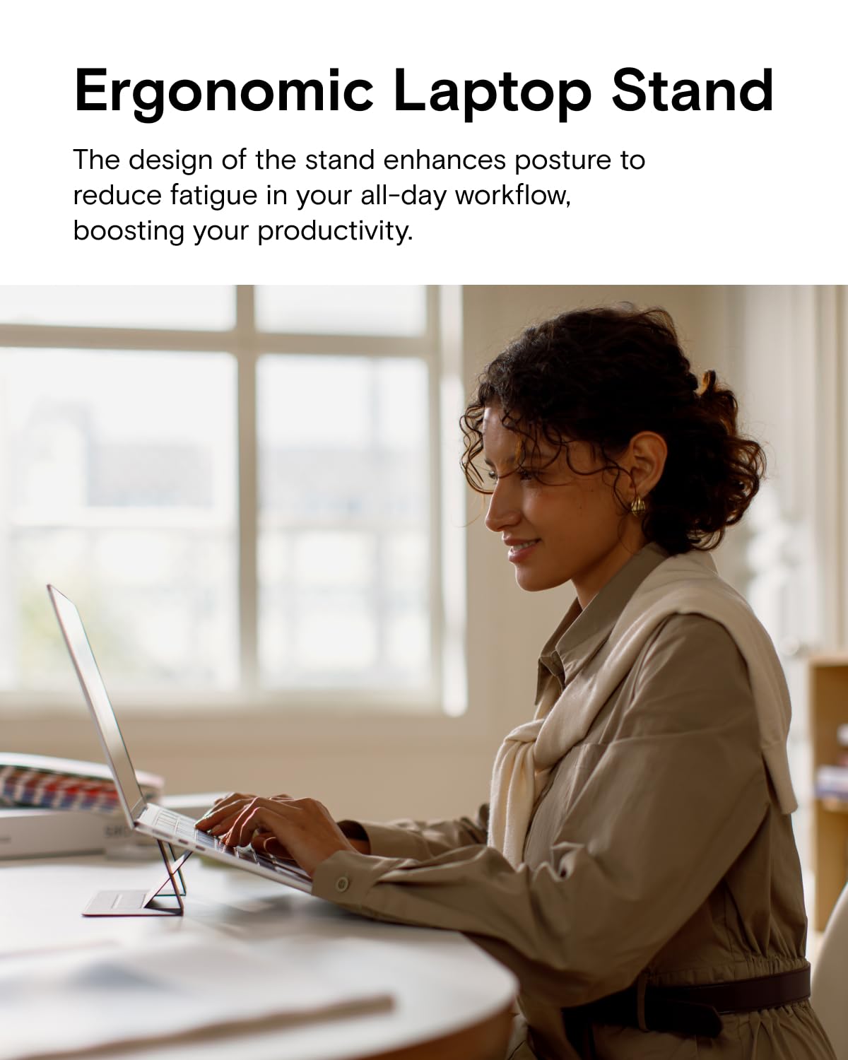 MOFT Laptop Stand for Desk, Adhesive Laptop Stand with 2 Adjustable Viewing Angles, Foldable and Portable Computer Stand Compatible with MacBook Air