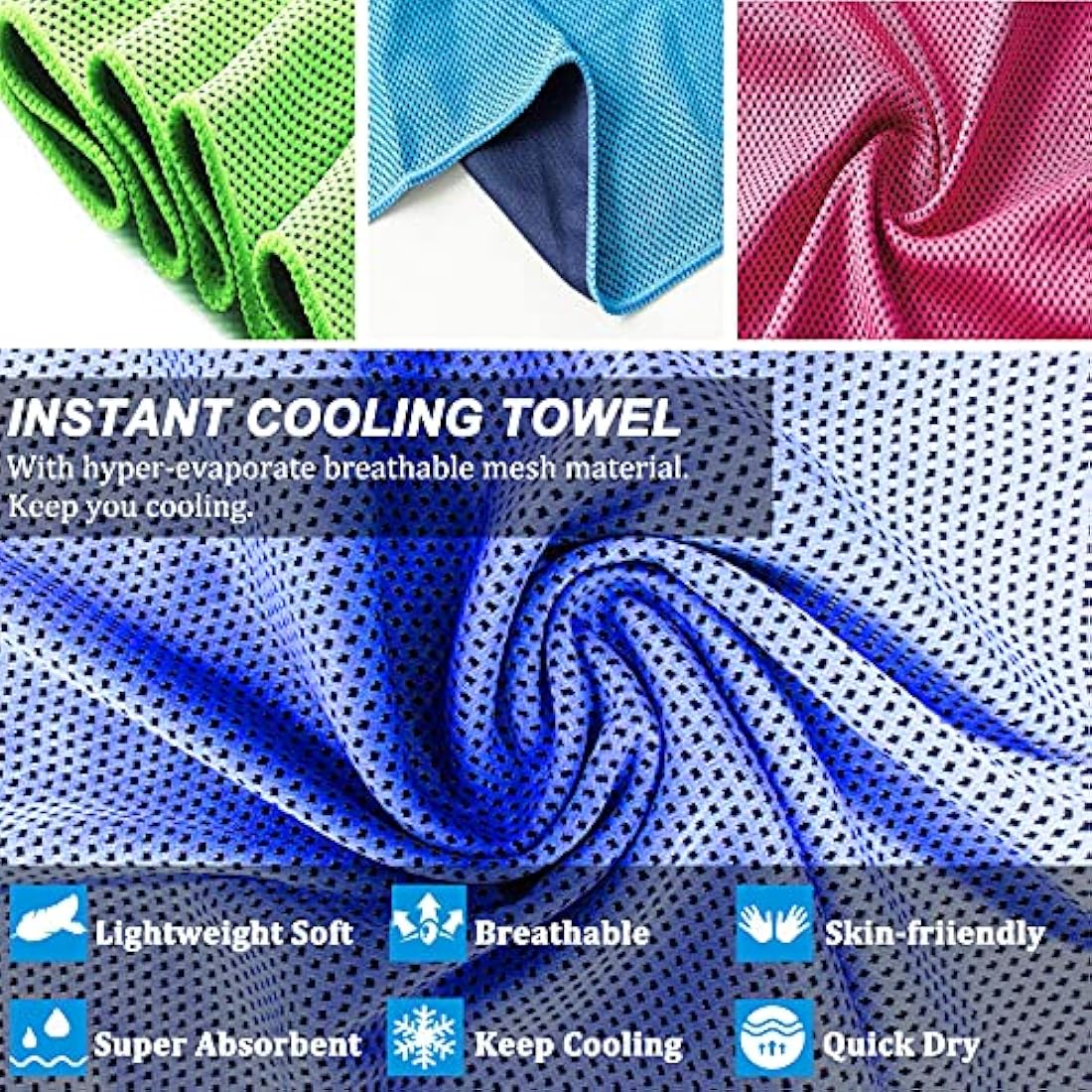 YQXCC Cooling Towel (120x30 cm) Ice Towel for Neck, Soft Breathable Chilly Towel, Microfibre Cool Towel for Yoga, Golf, Gym, Camping, Running, Workout & More Activities