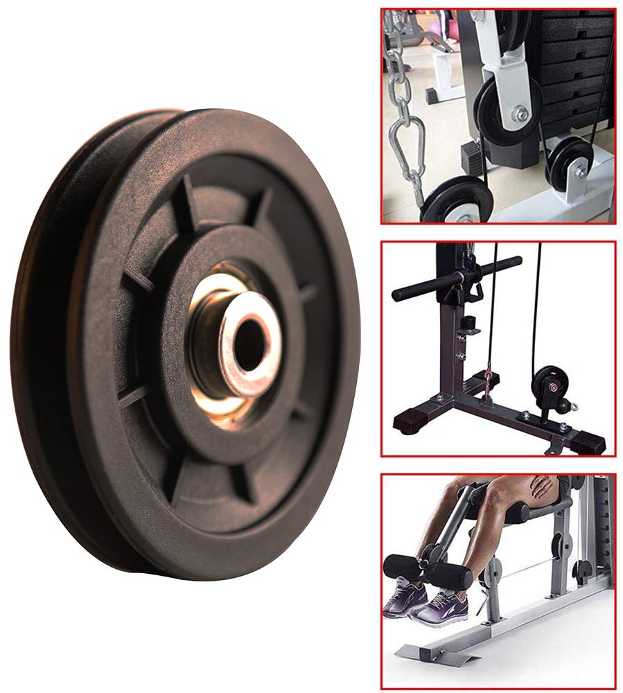 LFJ 90mm Gym Pulley Wheel, Universal Bearing Pulleys for Cable Machine Fitness Equipment Wearproof Abration Spare Part (8Pcs)
