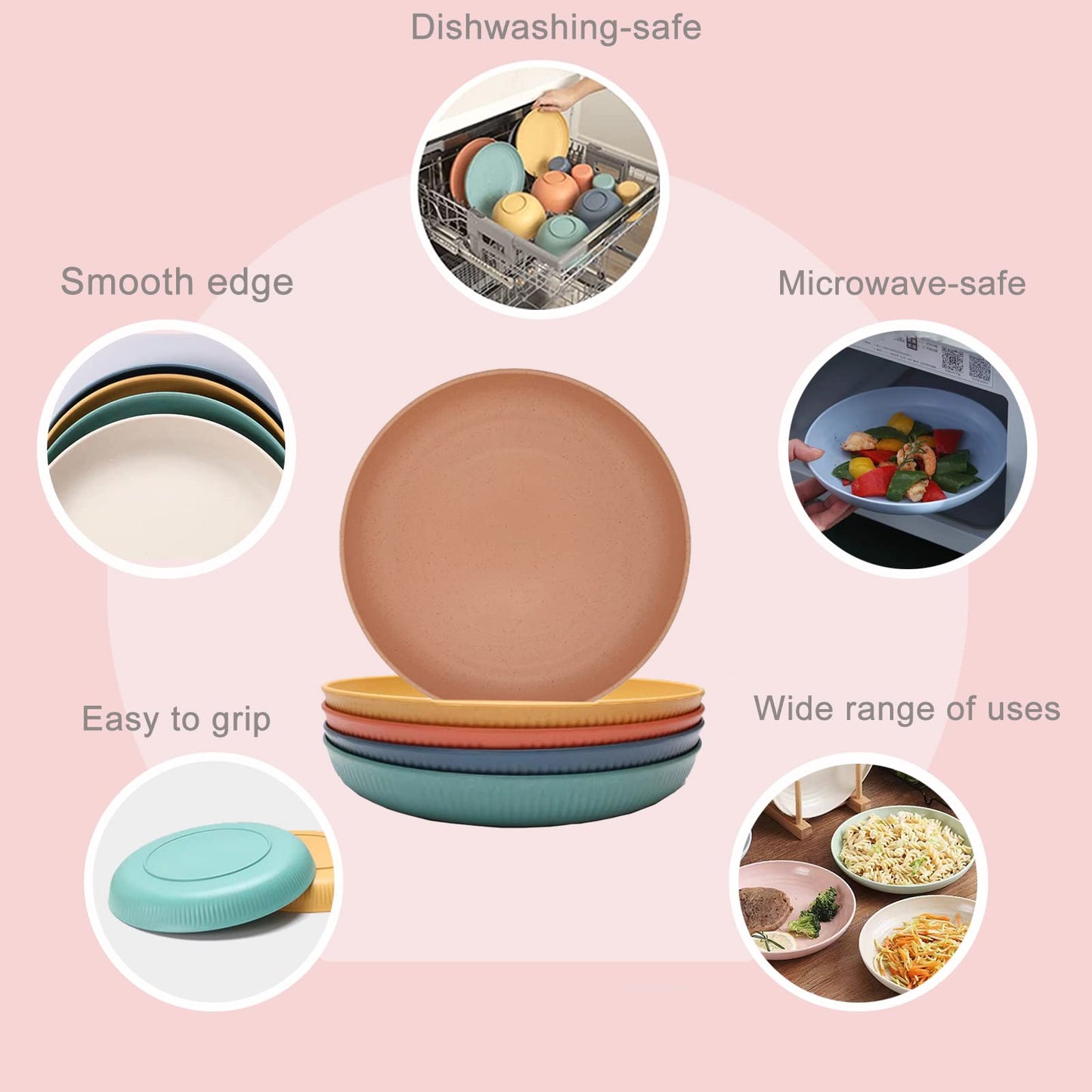 YEEBECA 67 Pieces Plastic Dinnerware Set for 6, BPA-Free Unbreakable Dinnerware Set for 6 People, The Outdoor Camping Tableware Set in 6 Colors