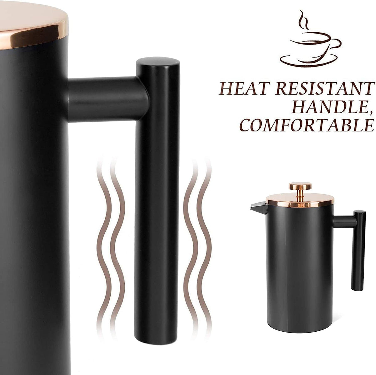 MaxMiuly Large Cafetiere 1.5L/50 OZ Stainless Steel French Press Insulated Coffee Press, Double Wall Keep Hot Coffee & Tea Maker,Bonus with 2 Coffee