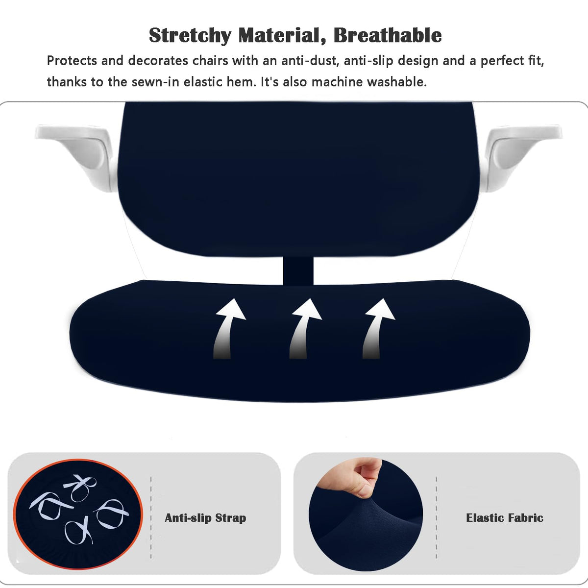 FYTXSZ Chair Covers Spandex Office Computer Chair Cover Stretch Removable Washable Rotate Swivel Chair Protective Covers Navy Blue