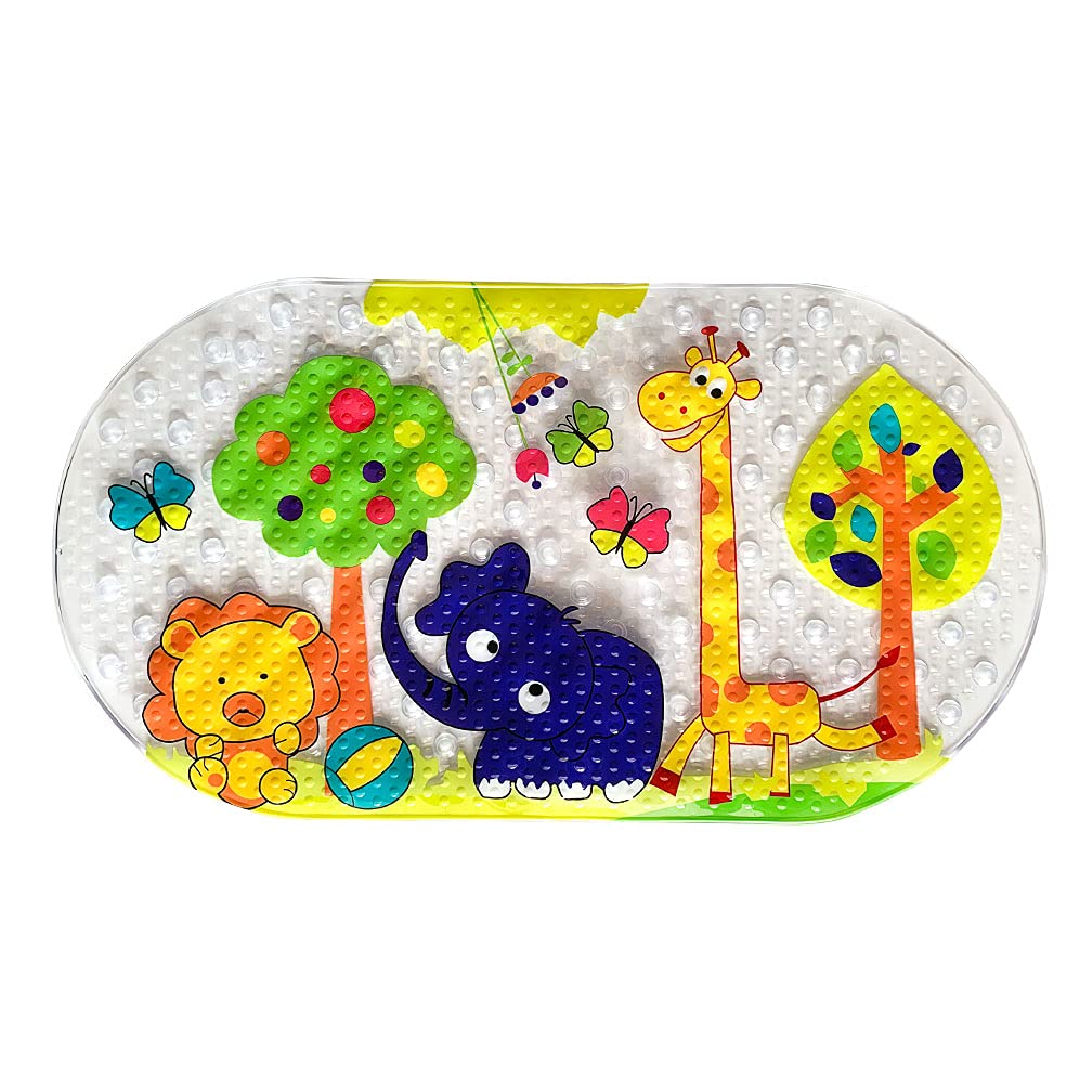 PTAPIPI Anti-Slip Shower Mat (39 x 69 cm) - Forest Zoo Pattern
