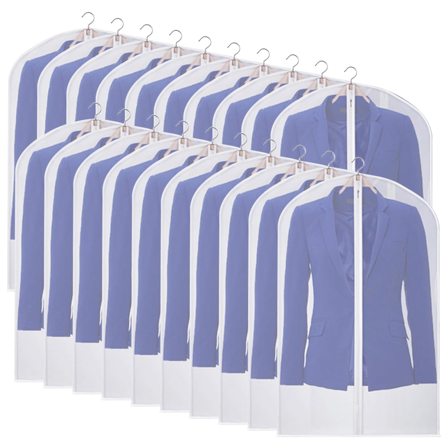 Univivi Suit Bags for Men, 20 Pack Travel Garment Bags, Breathable Clothes Covers Protector Bags, Transparent Waterproof Dustproof Moth Proof Dresses