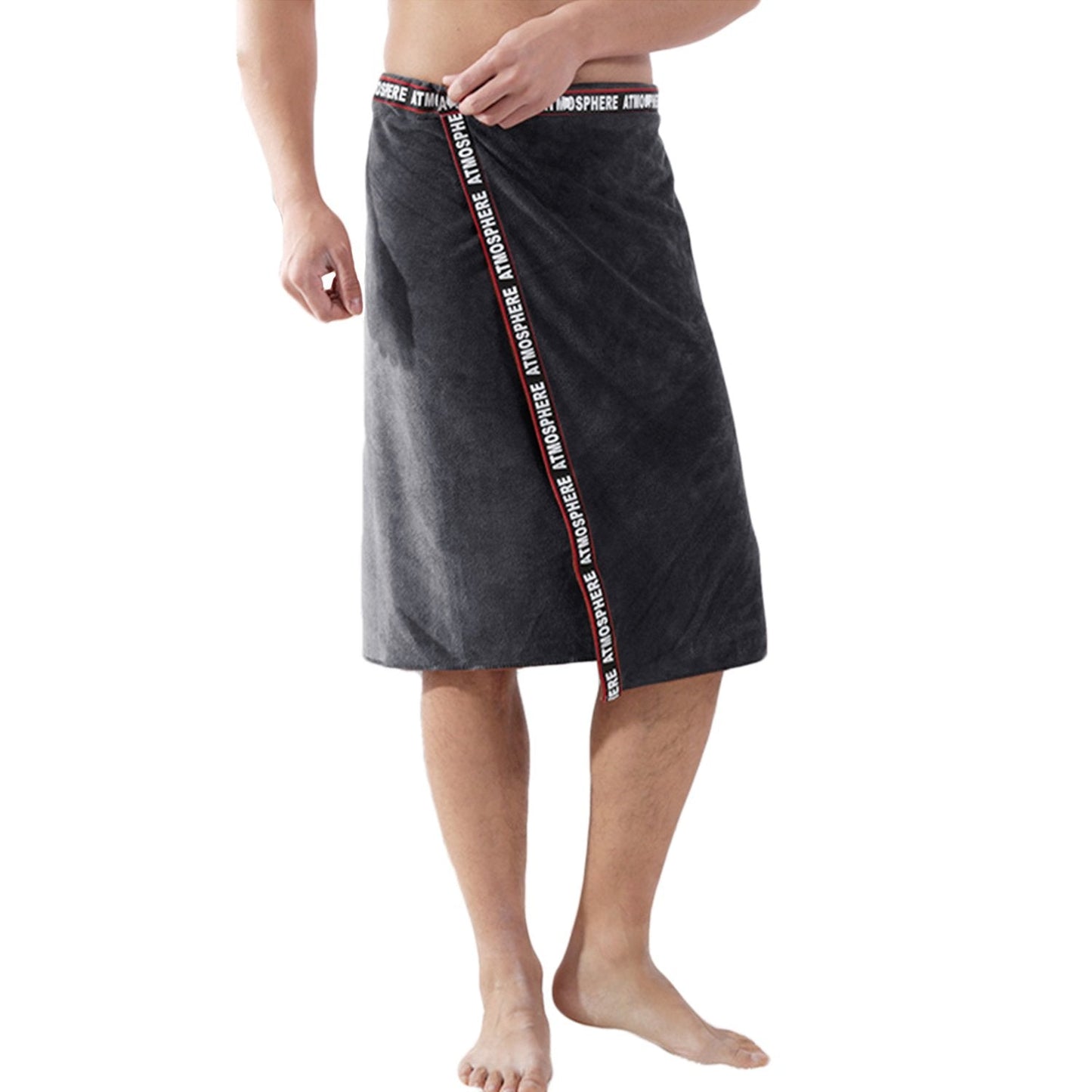 Men?s Bath Wrap Towel Soft Cozy Water Absorbent Shower Bathing Towel Cover Up Bathrobe Adjustable Snap on Closure for Home Gym Spa Beach Pool Sauna