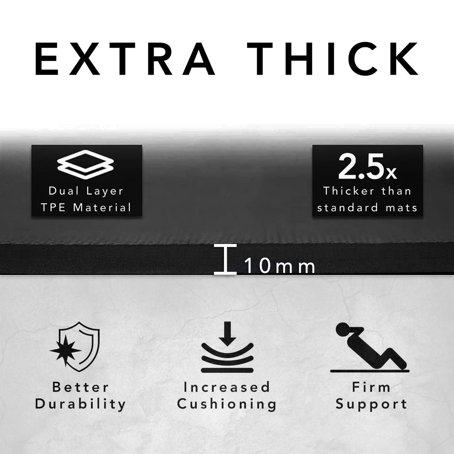 Large Exercise Mat  Extra Wide & Extra Thick Yoga Mat (183cm x 80cm x 10mm), TPE Fitness Mat with Free Carry Straps, Perfect for HiiT Home Workouts &