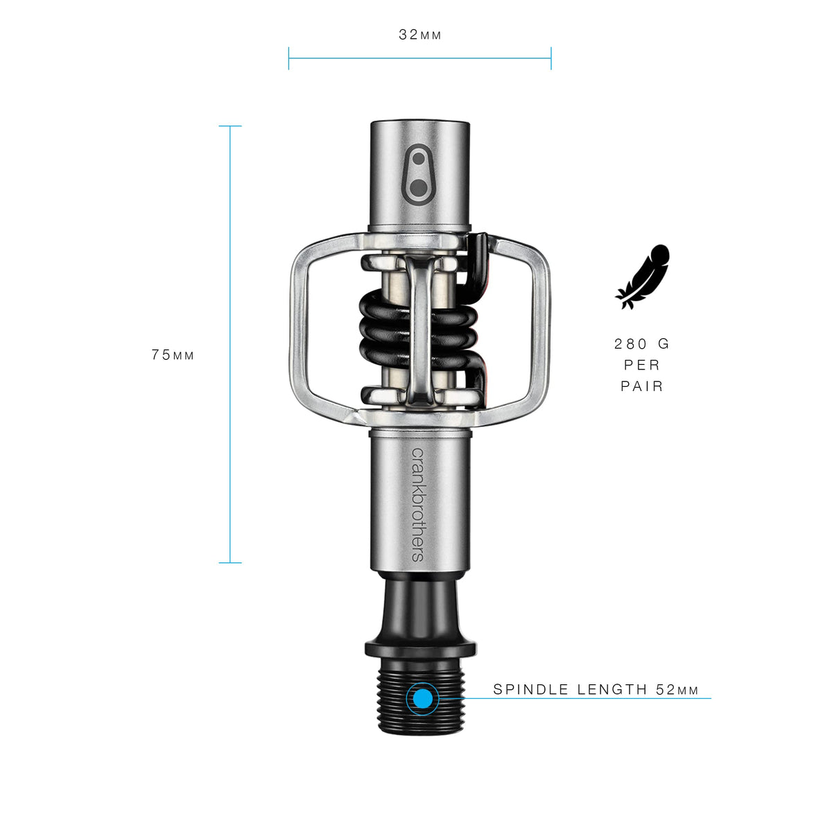 Crankbrothers Eggbeater-1 Pedals, Silver with Black Spring