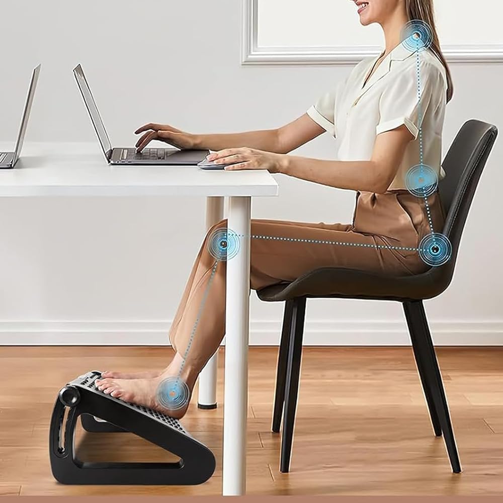 Roysmart Foot Rest Desk, Height-Adjustable Footstool, Ergonomic Footrest, Relieve Leg, Knee and Back Pain